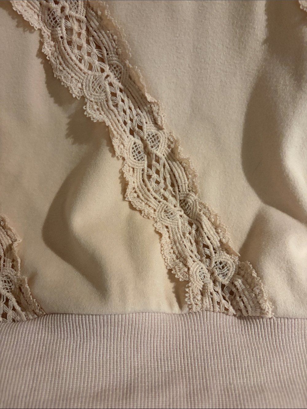 Women's Lace-Trim Crewneck Sweatshirt in Blush - Picture 4 of 4
